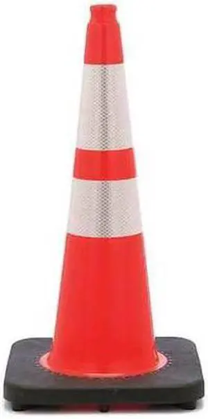 ZORO SELECT RS70045SR3M64 Traffic Cone, PVC, High-Intensity Prismatic, 28 in