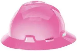 MSA SAFETY 10156373 V-Gard Slotted Full Brim Hard Hat, Fas-Trac III Suspension,