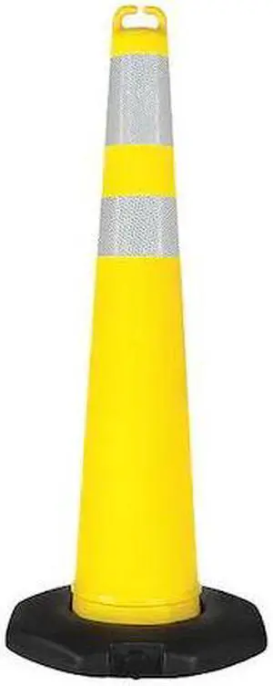ZORO SELECT 45YJ67 Traffic Cone, Polyethylene, Engineer, 42 in Height, 4.23 lb,