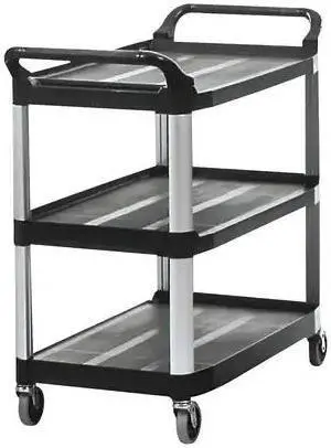 RUBBERMAID COMMERCIAL RUB441BL Rubbermaid Service Cart, 41" x 20" x 38", Black,