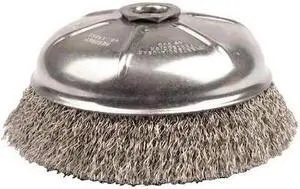 WEILER 14166 6" Crimped Wire Cup Brush .020" Stainless Steel Fill 5/8"-11 UNC
