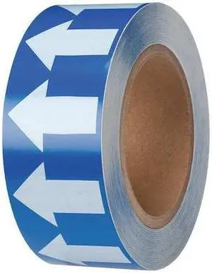 BRADY 91423 Arrow Tape, Vinyl, 2 in W x 90 ft. L, Adhesive Mounting, White/Blue