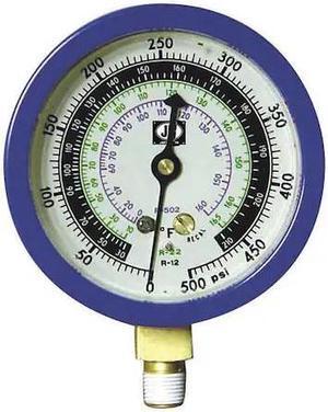 JB INDUSTRIES M2-890 Gauge,3-1/8 In Dia,Low Side,Blue,500 psi