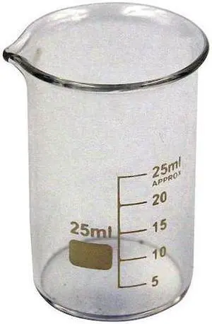 ZORO SELECT 5YGY8 Beaker,Low Form,Glass,25mL,PK12 (Formerly Lab Safety Supply)