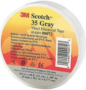 3M 10281 Scotch 35 Polyvinyl Chloride Color Coding Electrical Tape 20' 1/2" wide