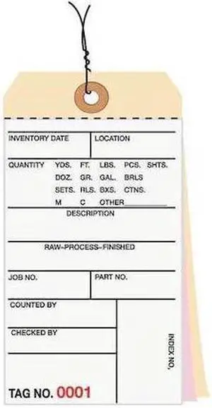 PARTNERS BRAND G16113 Inventory Tag,6 1/4x3 1/8",PK500, 10 Point Cardstock, 6