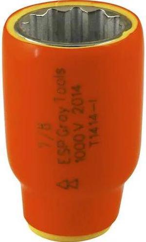 GRAY TOOLS 1414-I Socket 7/8" X 1/2" Drive, 12 Point Standard Length, 1000V