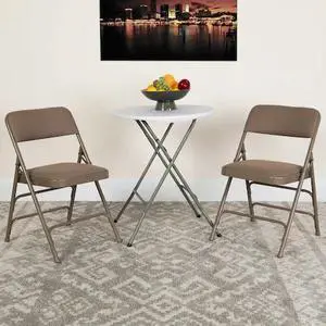 FLASH FURNITURE 4-HA-MC309AF-BGE-GG Beige Fabric Folding Chair,PK4