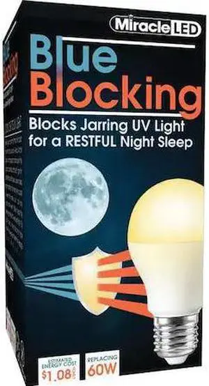 MIRACLE LED 602060 Blue Blocking Amber Glow LED Night Time Sleep Bulb Replacing