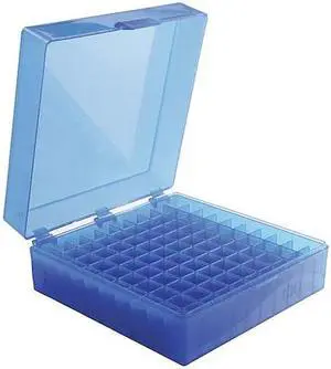 HEATHROW SCIENTIFIC 120201 Tube Storage Box,Blue,100 Well,PK5