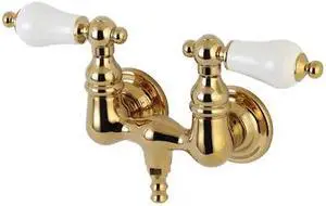 KINGSTON BRASS AE35T2 Wall-Mount Clawfoot Tub Faucet, Polished Brass, Tub Wall
