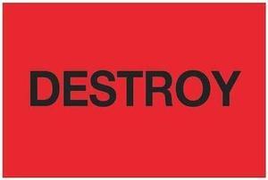 TAPE LOGIC DL1146 Tape Logic® Labels, "Destroy", 2" x 3", Fluorescent Red,