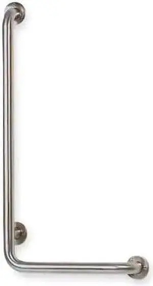 ZORO SELECT 3P922 Left Hand 90 Degrees Grab Bar, 32" L, Stainless Steel,