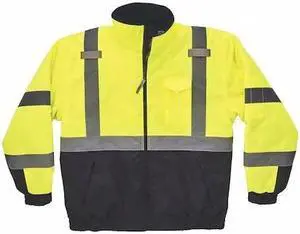 ERGODYNE 8377 Quilted Bomber Jacket, 300D Oxford Polyester, Class 3 Type R,