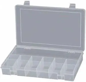 DURHAM MFG SP13-CLEAR 13 Compartment Box, 10-13/16"W x 1-3/4"H