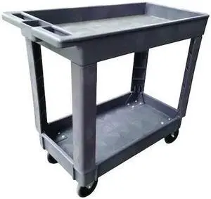 ZORO SELECT 5UTH9 Polypropylene Utility Cart with Deep Lipped Plastic Shelves,