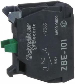 SCHNEIDER ELECTRIC ZBE101 Contact Block, Momentary, 1NO, 22 mm, 10A at 600V AV,