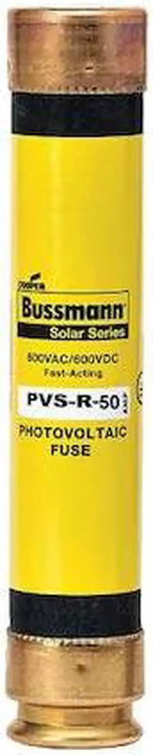 EATON BUSSMANN PVS-R-50 Solar Fuse, 50A, Fast-Acting, 600V AC, Cylindrical