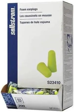 SELLSTROM S23410 Disposable Uncorded Ear Plugs, Bullet Shape, 32 dB, 200 Pairs