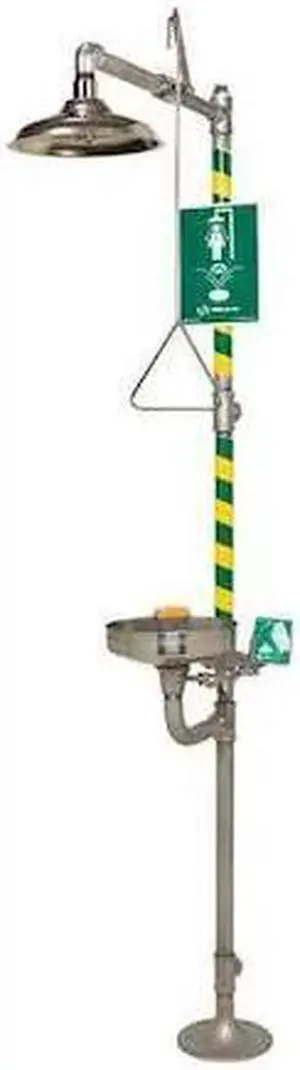 HAWS 8330 Shower with Eyewash, Floor Mount, Stainless Steel Pipe, 95 1/4 in H,