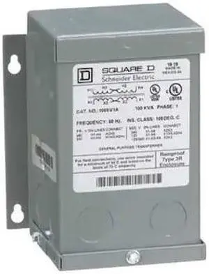 SQUARE D 100SV1A General Purpose Transformer, 100 VA, NEMA 3R, 120/240V AC,