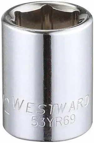 WESTWARD 53YR69 3/8" Drive, SAE Socket, 1/2" Socket Sz, 6 Pts