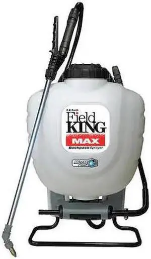 FIELD KING 190348 4 gal Backpack Sprayer, Poly, 50 in L Hose, 150 PSI, Fan/