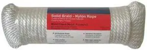 ZORO SELECT 12U276 Rope,Nylon,Braided,5/16 In. dia.,100ft L