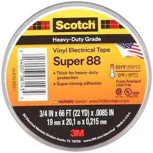 SCOTCH 88-Super-3/4x66FT 8.5 mil, 3/4" x 66 ft. Black Electrical Tape SCOTCH 88-Super-3/4x66FT 8.5 mil, 3/4" x 66 ft. Black Electrical Tape