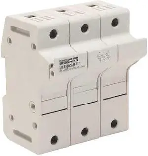 MERSEN US3J3 Finger Safe Fuse Block, J UL Class, 600V AC/DC Volt Rating, 3