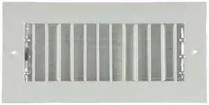 ZORO SELECT 4MJJ9 Sidewall/Ceiling Register 5.88 X 11.88, White, Steel