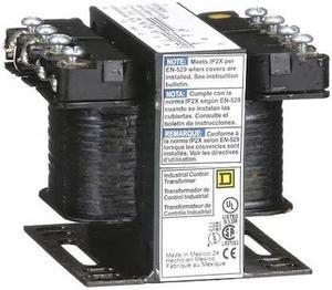 SQUARE D 9070T50D13 Control Transformer, 50 VA, Not Rated, 55°C, 12/24V AC,