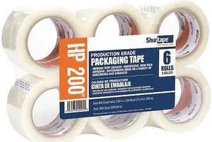 SHURTAPE HP 200 Packaging Tape,4-7/16" dia.,72mm W,PK6