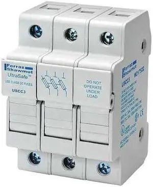 MERSEN USCC3 Finger Safe Fuse Block, CC UL Class, 600V AC/DC Volt Rating, 3