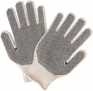 MCR SAFETY 9660XLM Knit Gloves, Cotton Polyester Blend, Dotted Full, White, XL,