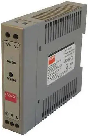 DAYTON 33NT19 DC Power Supply, 90/264V AC, 30 W, 1.25 A, DIN Rail