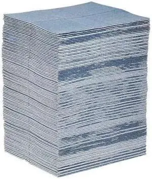 PIG BLU101 Absorbent Mat Pad, Absorbs 34 gal. Universal, PK 100 ,Light Blue