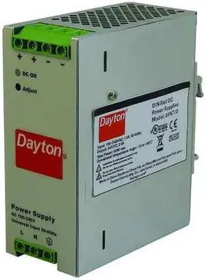 DAYTON 33NT10 DC Power Supply, 90/264V AC, 60 W, 2.5 A, DIN Rail