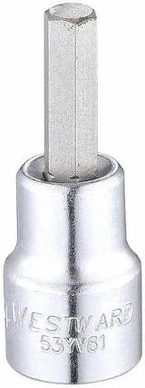 WESTWARD 53YV81 3/8 in Drive Hex Socket Bit SAE 1/4 in Tip, 1 3/4 in L