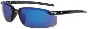 CROSSFIRE 2968 Safety Glasses, Wraparound Blue Mirror Polycarbonate Lens,