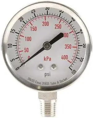 ZORO SELECT 4FMN2 Pressure Gauge,Test,2-1/2 In
