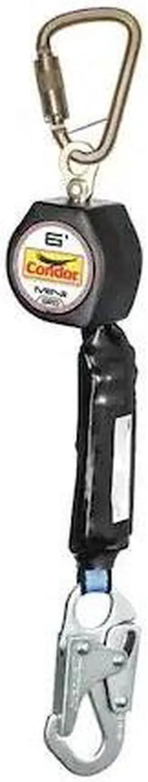 CONDOR 35KU97 Self-Retracting Lifeline, Steel Snap Hook, Steel Carabiner, 1