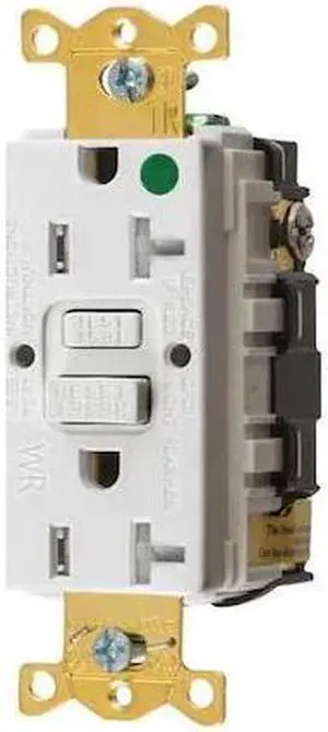HUBBELL WIRING DEVICE-KELLEMS GFRTW83W GFCI Receptacle,20A,125VAC,5-20R,White