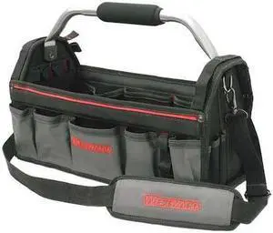 WESTWARD 32PJ34 Tool Tote, Black, Polyester, 11 Pockets