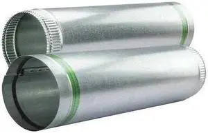GREENSEAM GR60SPBGP14GA24 Round Rigid Ducts, 14 in Duct Dia, Galvanized Steel,