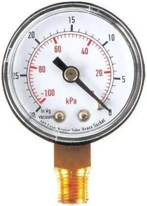 ZORO SELECT 4FLP6 Vacuum Gauge,Test,1-1/2 In