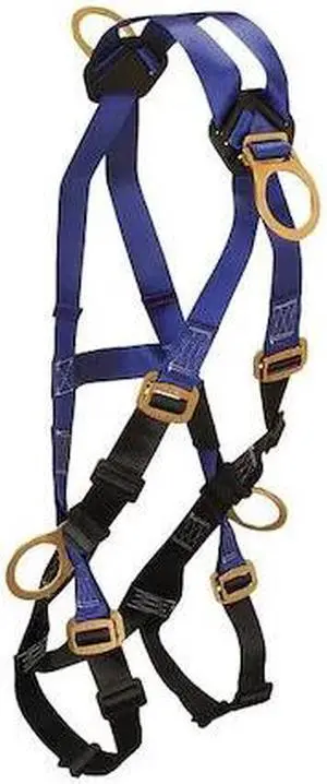 CONDOR 30HG91 Full Body Harness, Crossover Style, XL/2XL, Polyester, Black/Blue