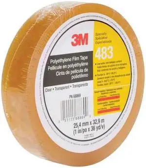 3M 483 Film Tape,Polyethylene,Clear,1In x 36 Yd
