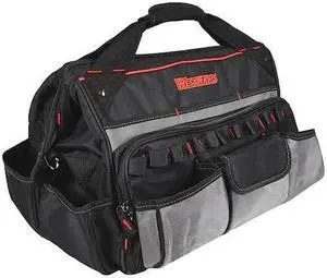 WESTWARD 32PJ38 Tool Bag, Black, Polyester, 22 Pockets