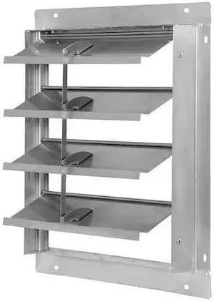 DAYTON 4FZJ5 16 in 19"H-W 5 1/4"L SS Backdraft Dampr, 16-1/2 in x 16-1/2 in,